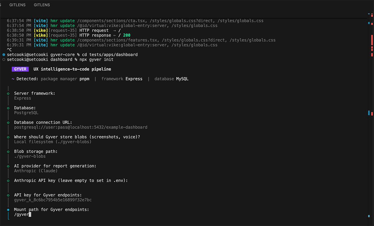 Screenshot of the Gyver CLI in a terminal
